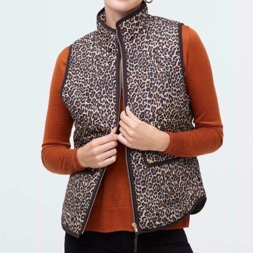 NWOT J. Crew Factory Leopard Puffer Vest